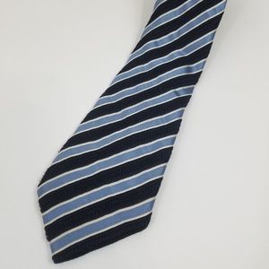 Canali Mens Silk Wool Blend Tie Striped Blue Silve
